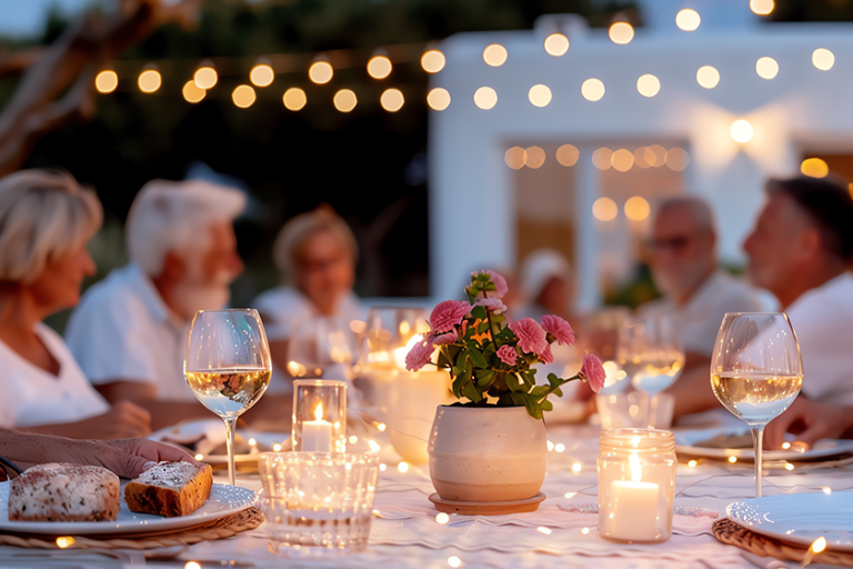 elderly people enjoying an outdoor dinner elderly people enjoying an outdoor dinner