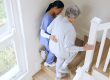 nurse senior woman support stairs